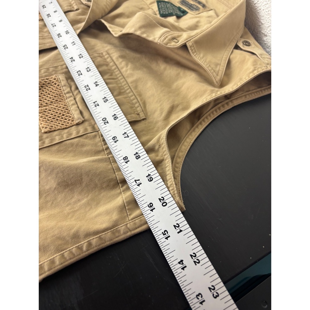 Lauren Ralph Lauren LRL VTG Sleeveless Top Tan Button Down Safari Vest Utility L - Picture 10 of 11